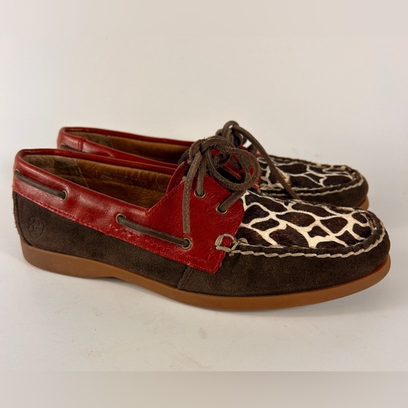 Ariat Women's Size 7B Giraffe Ruby Loafers Boat Shoes Premium Suede and Leather - Picture 11 of 12
